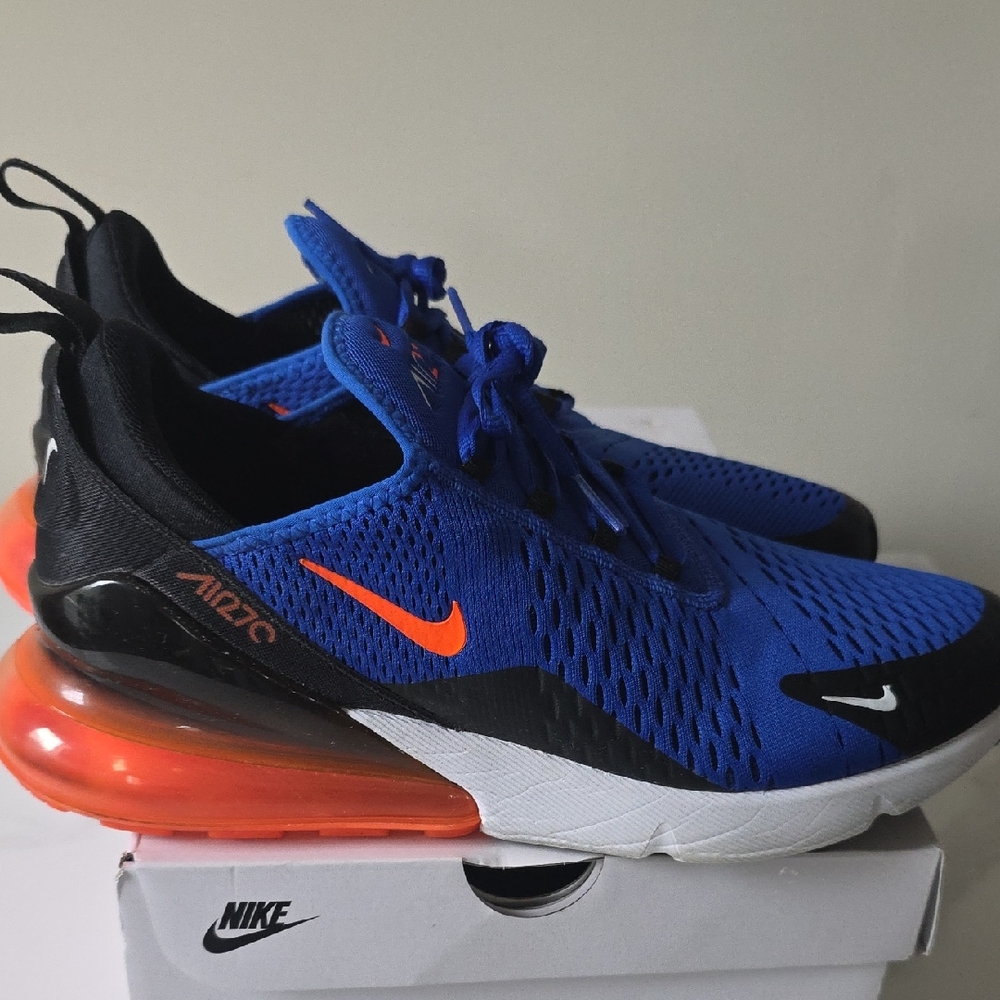 Nike Air Max 270 Royal Blue and Bright Orange Shoes